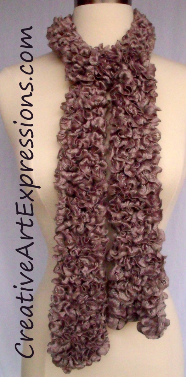 Creative Art Expressions Hand Knit Mushroom Ruffle Scarf